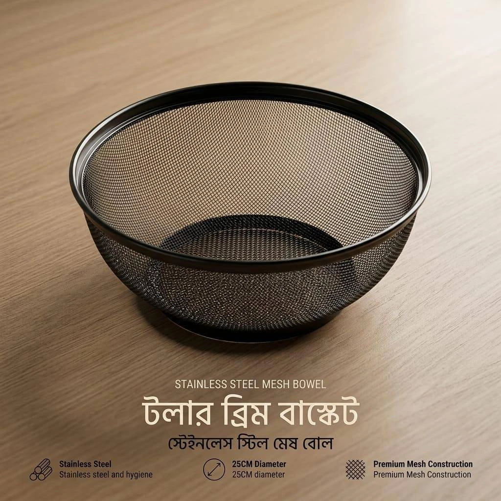 Stainless Steel Mesh Colander Basket 25CM