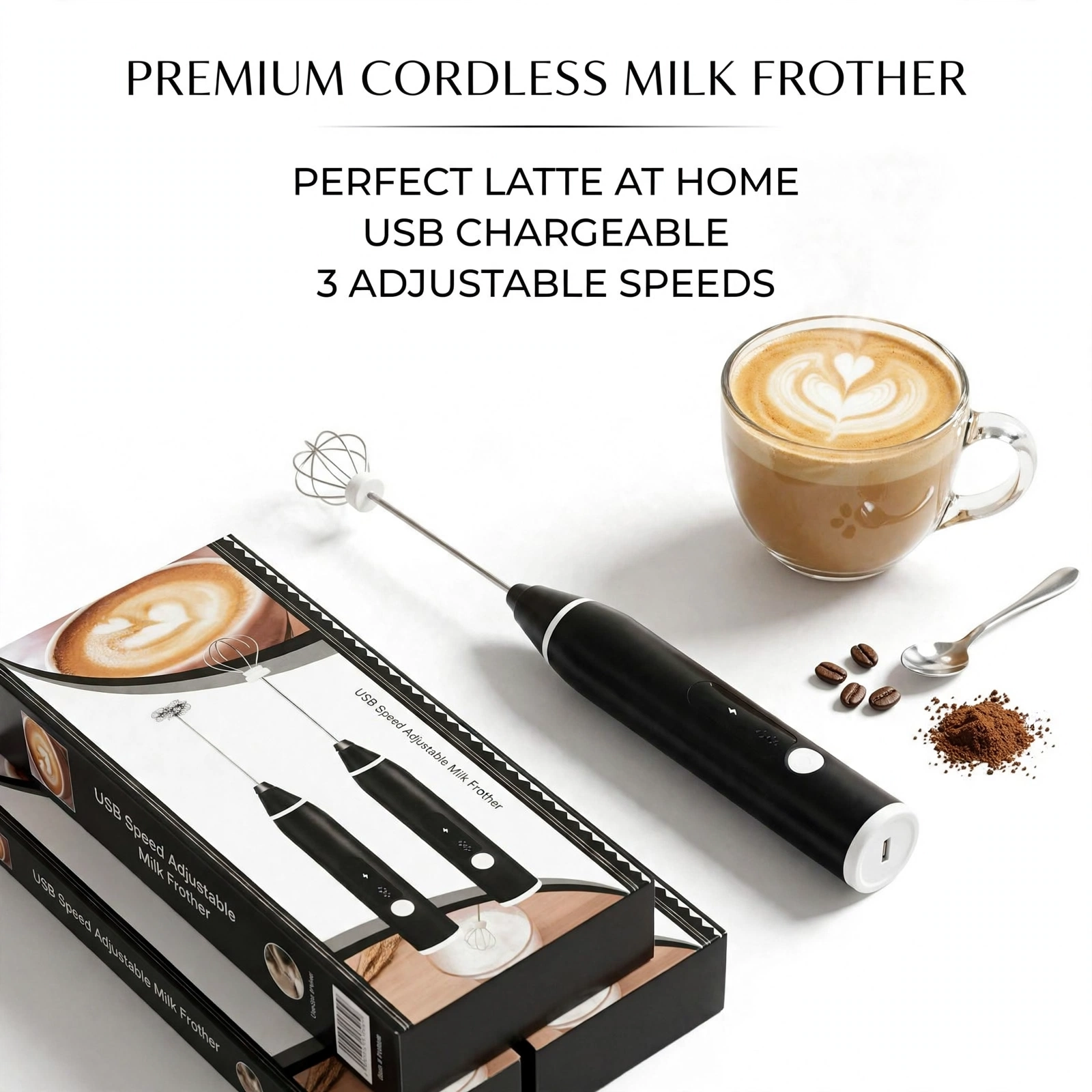 Cordless Milk Frother 3-Speed