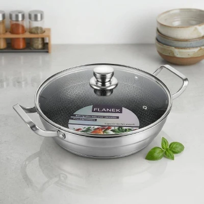 FLANEK Tri-Ply Honeycomb Wok Pan with Lid