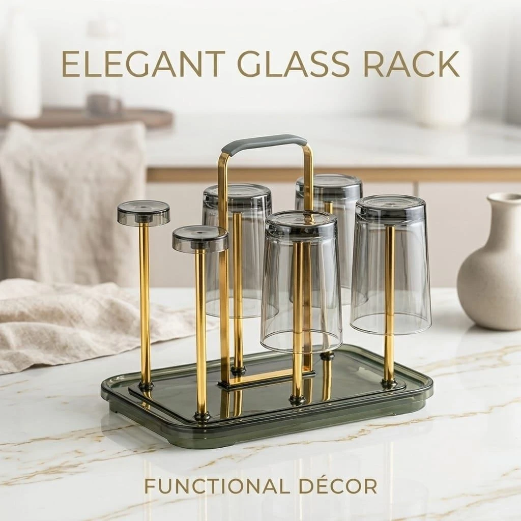 Elegant Glass Rack with Draining Tray