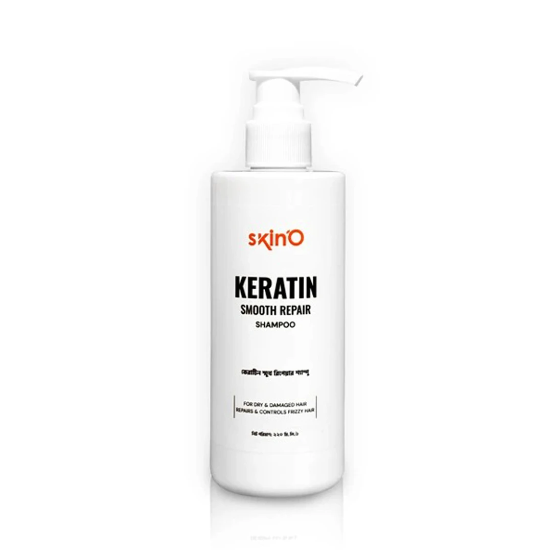 Skin’O Keratin Smooth Repair Shampoo (220ml) – Ultimate Frizz Control & Intense Damage Recovery for Silky, Straight Hair