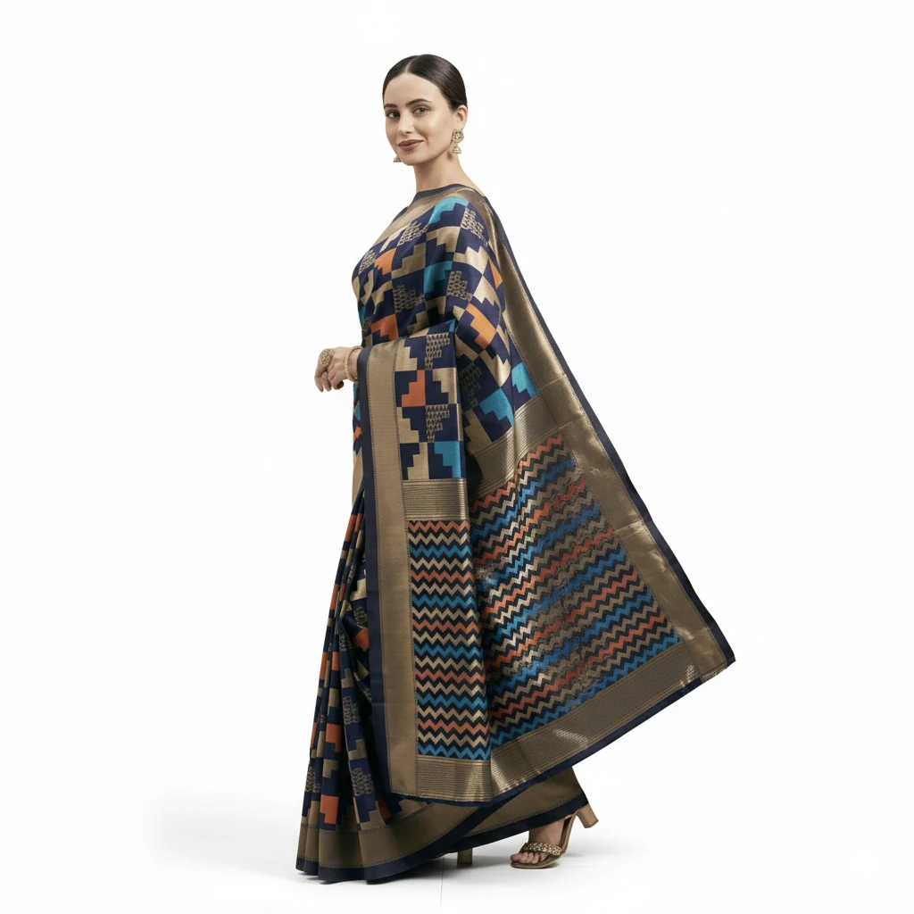 Trendy Skin Print Lightweight Silk Saree with Extra Matching Blouse Piece