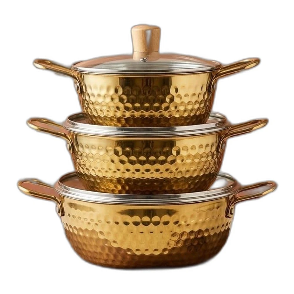Hammered Gold Cookware Kadai Set
