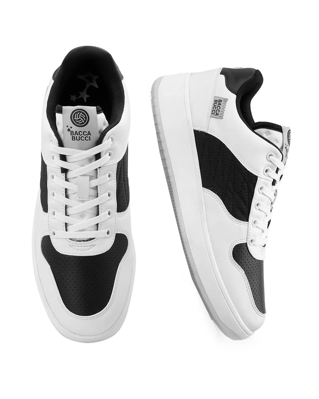 Bacca Bucci Men's Black & White Cosmic Dream Sneakers – Lace-Up Casual Shoes Low-Top Space-Inspired Sneaker Collection