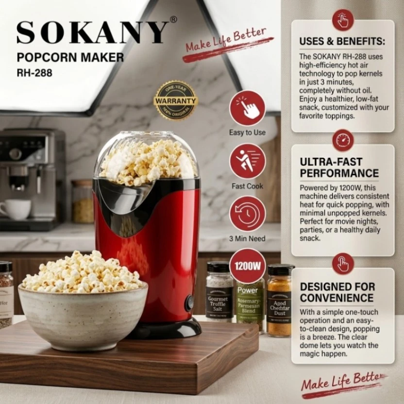 SOKANY Popcorn Maker RH-288 Hot Air