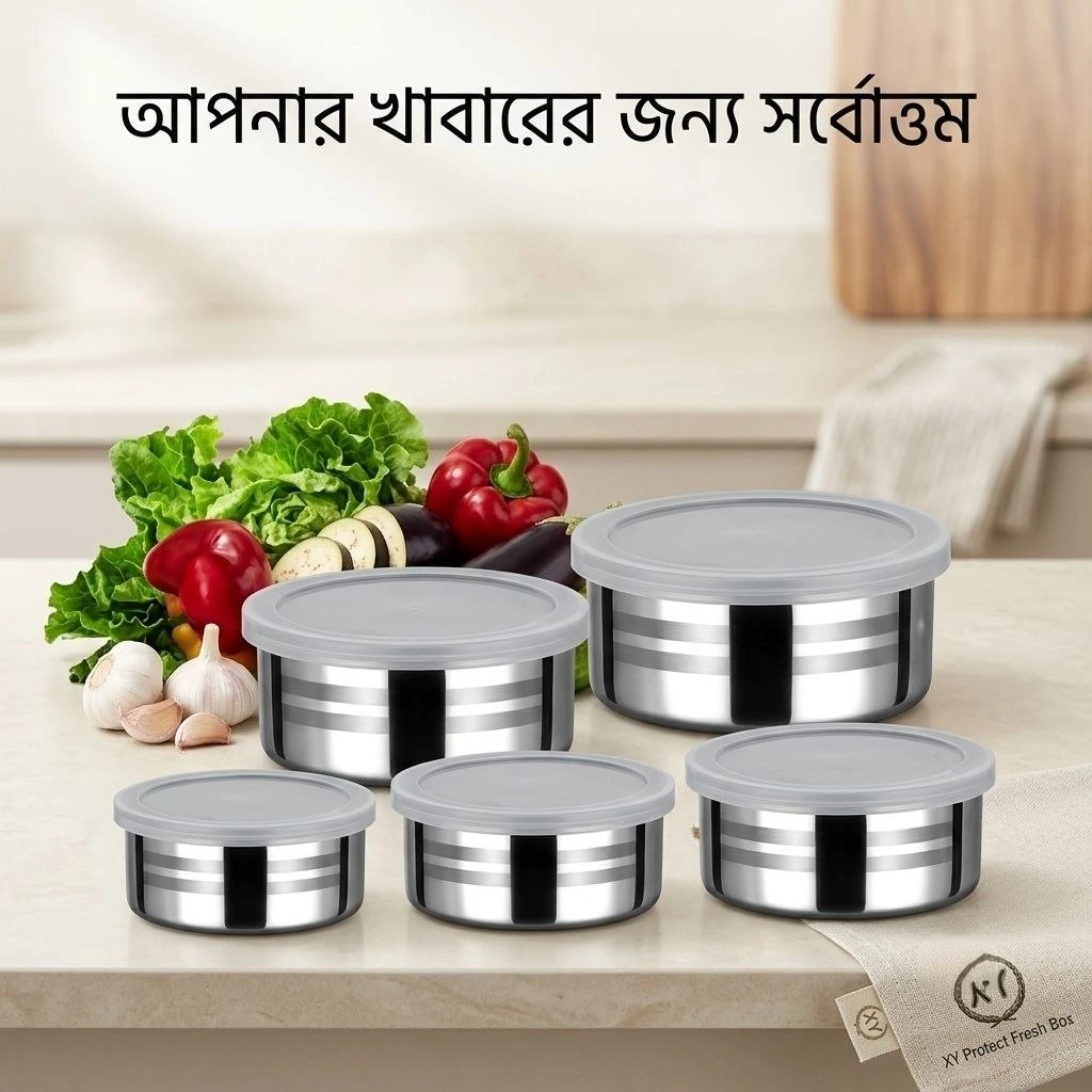 XY 5-Piece Stainless Steel Food Storage Container Set