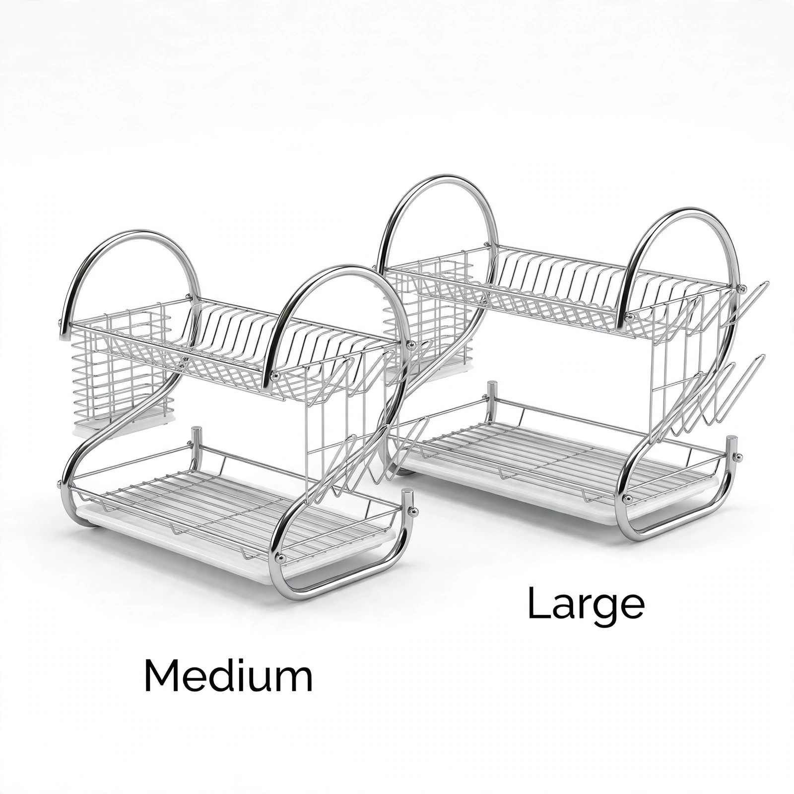 2-Layer Premium Chrome Dish Drainer - Durable Space-Saving Kitchen Drying Rack
