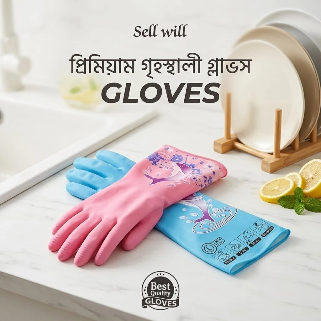 Waterproof Rubber Household Gloves Long Sleeve