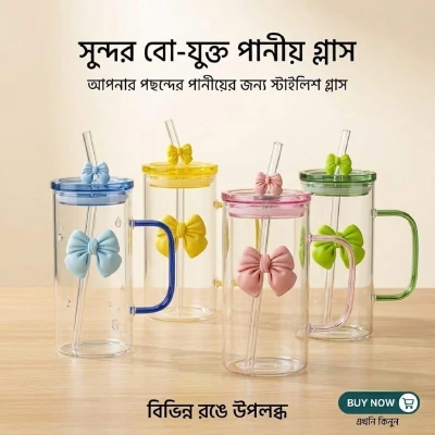 Cute Bowknot Glass Tumbler with Handle