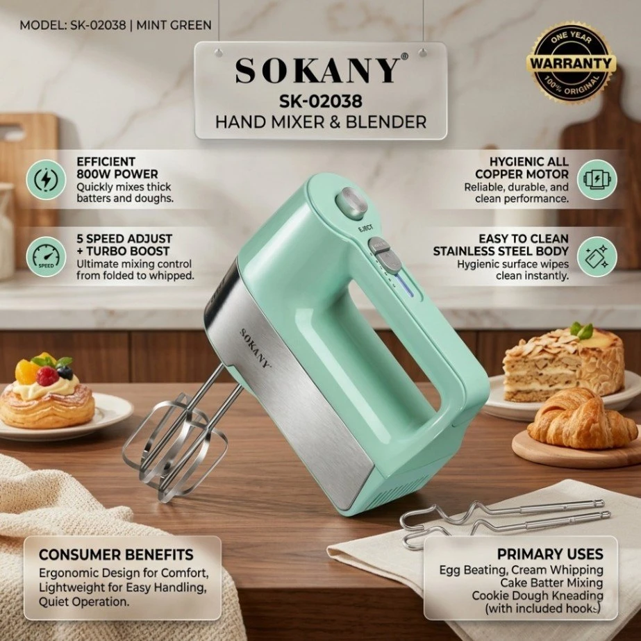 Sokany SK-02035 Hand Mixer & Blender