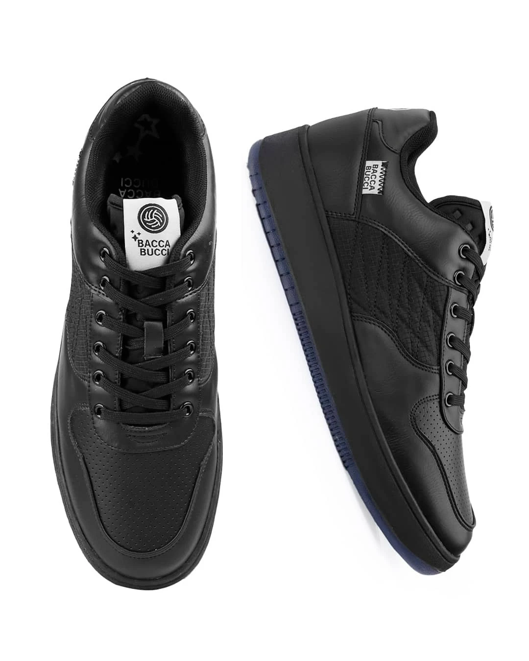 Bacca Bucci Men's All Black Cosmic Dream Sneakers – Lace-Up Casual Shoes Low-Top Space-Inspired Sneaker Collection